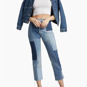 Re/Done Levi’s RARE Vintage Blue Patchwork Straight Leg Jeans Distressed